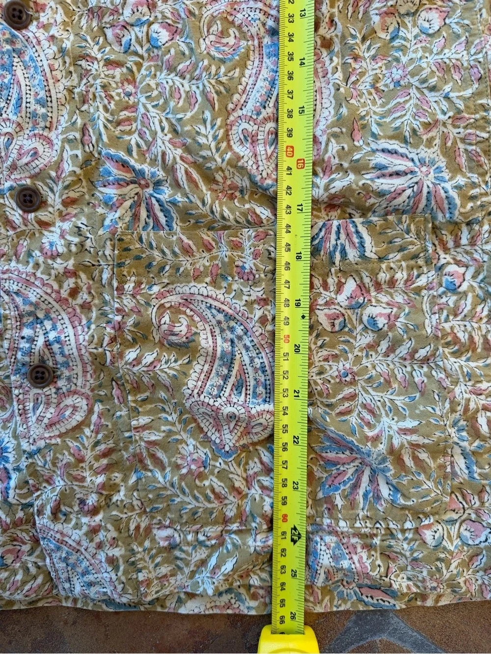 J.Crew Block-print Cotton Yellow Paisley Short Sleeve Button-Up Shirt Men's XS